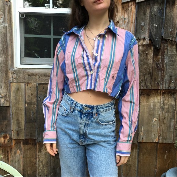 Lauren Ralph Lauren Pink Cropped Button Down - Picture 4 of 8
